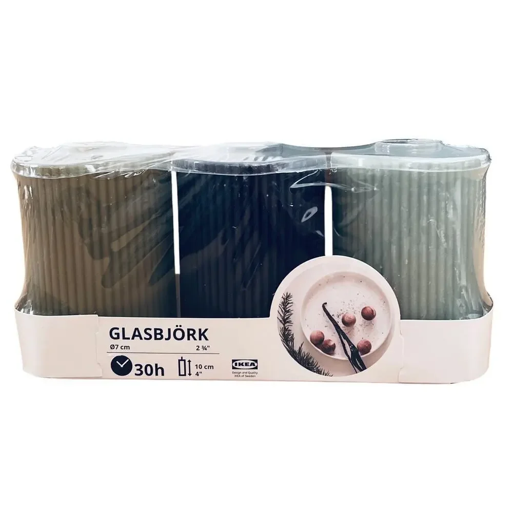 IKEA GLASBJORK Scented Pillar Candles (Set of 3)